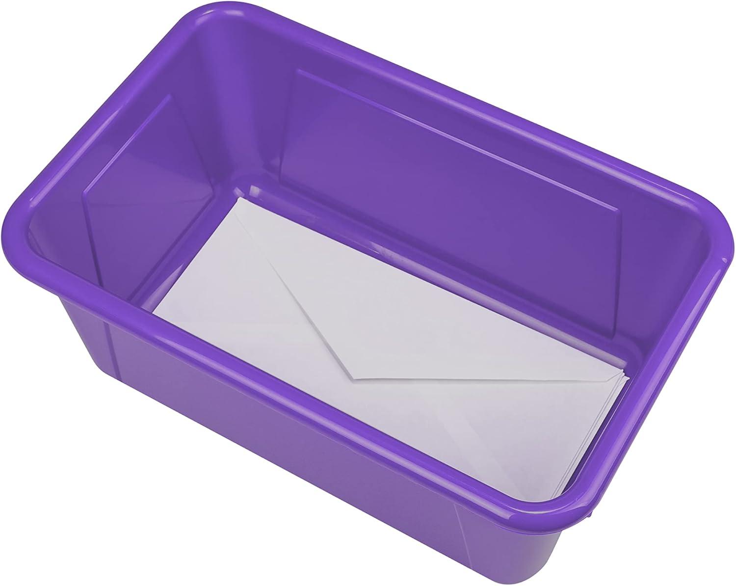 imageStorex Small Cubby Bins Plastic Storage Containers for Classroom with NonSnap Lid 122 x 78 x 51 inches Translucent 5Pack 62436U05CPurple