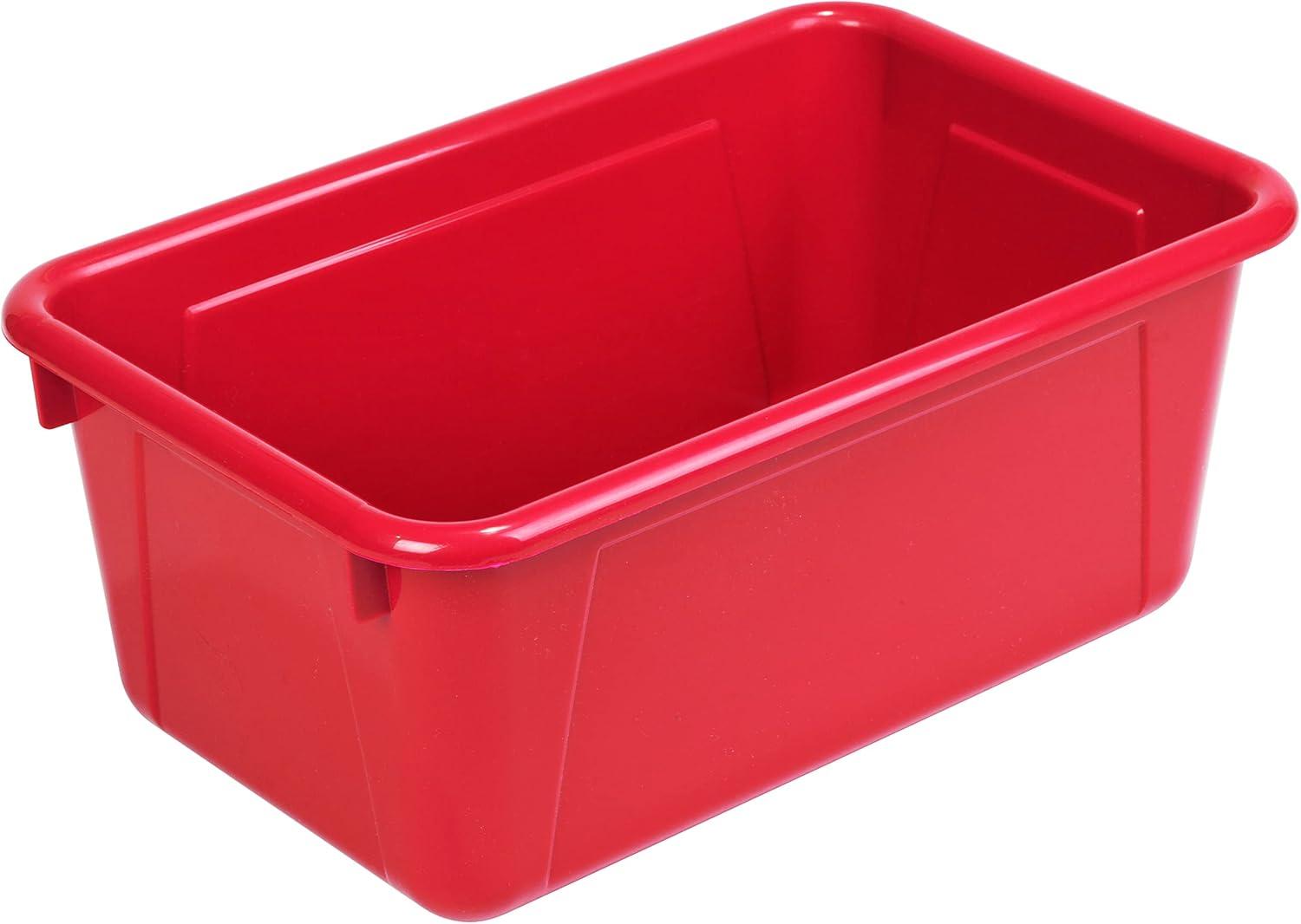 imageStorex Small Cubby Bins Plastic Storage Containers for Classroom with NonSnap Lid 122 x 78 x 51 inches Translucent 5Pack 62436U05CRed