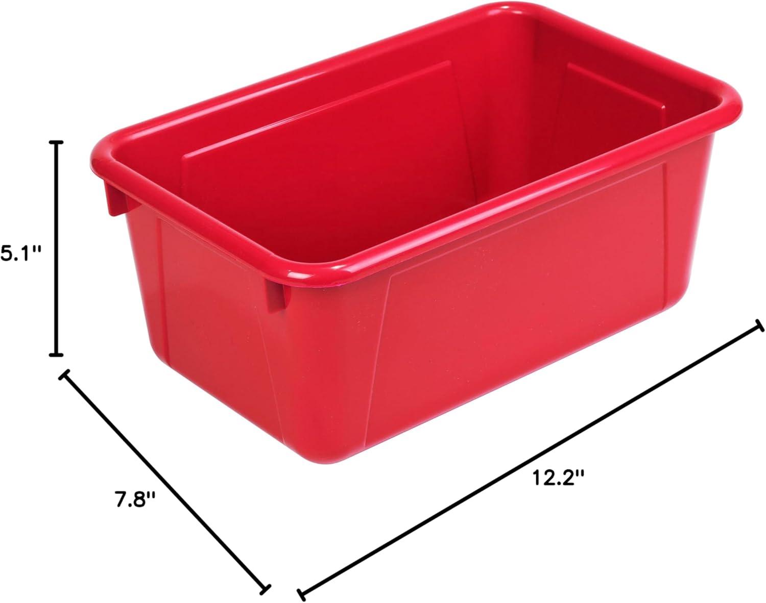 imageStorex Small Cubby Bins Plastic Storage Containers for Classroom with NonSnap Lid 122 x 78 x 51 inches Translucent 5Pack 62436U05CRed