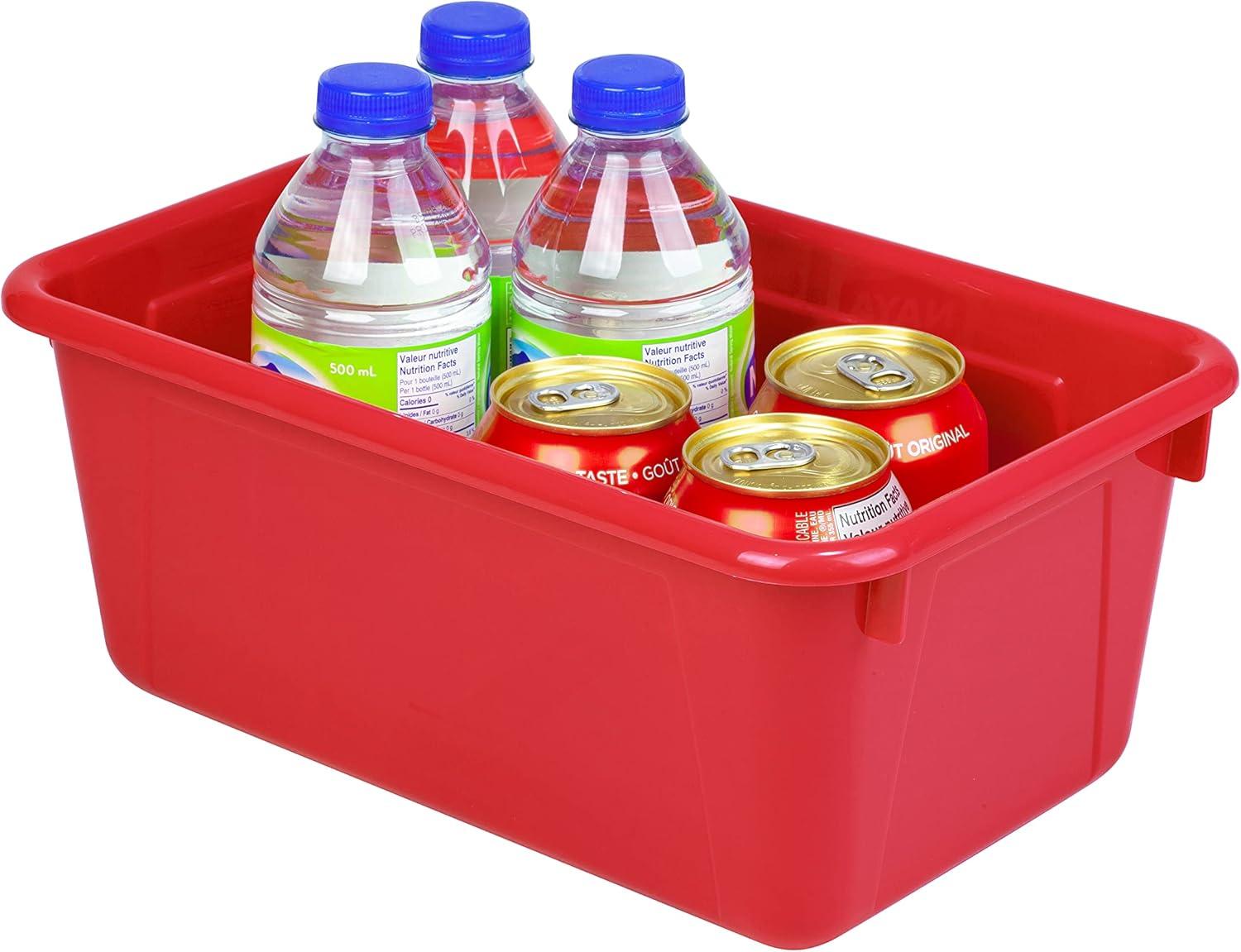 imageStorex Small Cubby Bins Plastic Storage Containers for Classroom with NonSnap Lid 122 x 78 x 51 inches Translucent 5Pack 62436U05CRed