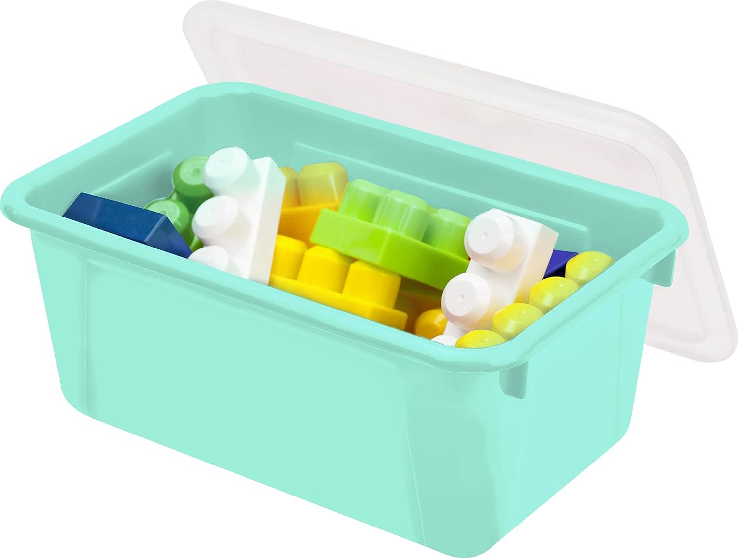imageStorex Small Cubby Bins Plastic Storage Containers for Classroom with NonSnap Lid 122 x 78 x 51 inches Translucent 5Pack 62436U05CTeal
