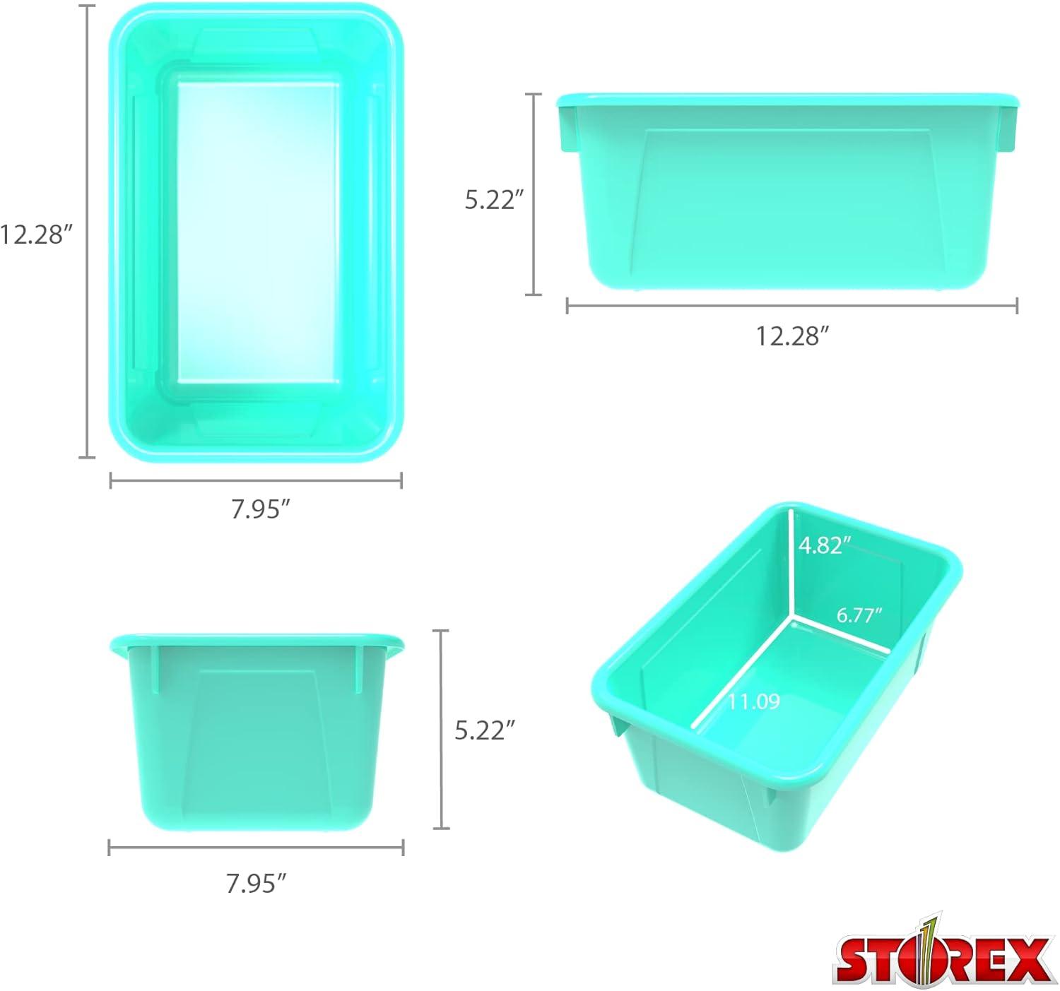 imageStorex Small Cubby Bins Plastic Storage Containers for Classroom with NonSnap Lid 122 x 78 x 51 inches Translucent 5Pack 62436U05CTeal