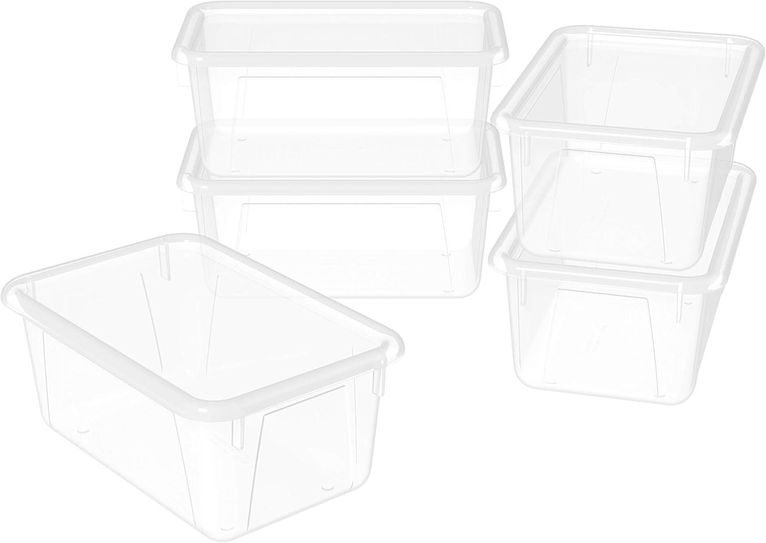 imageStorex Small Cubby Bins Plastic Storage Containers for Classroom with NonSnap Lid 122 x 78 x 51 inches Translucent 5Pack 62436U05CTranslucent
