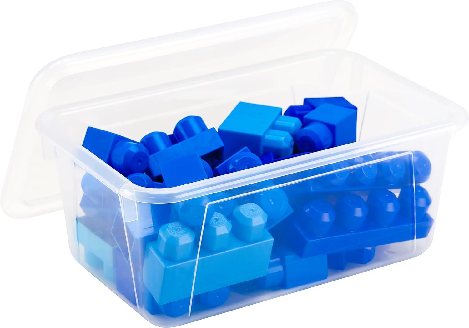 imageStorex Small Cubby Bins Plastic Storage Containers for Classroom with NonSnap Lid 122 x 78 x 51 inches Translucent 5Pack 62436U05CTranslucent