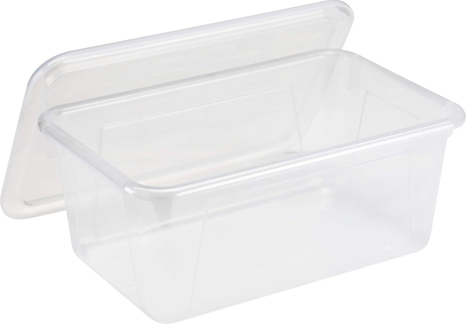 imageStorex Small Cubby Bins Plastic Storage Containers for Classroom with NonSnap Lid 122 x 78 x 51 inches Translucent 5Pack 62436U05CTranslucent