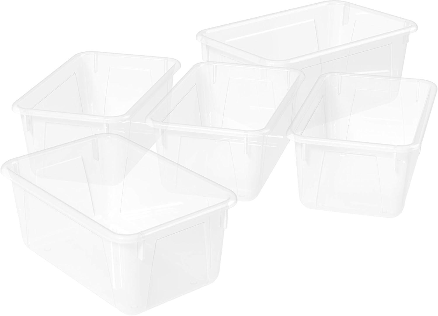 imageStorex Small Cubby Bins Plastic Storage Containers for Classroom with NonSnap Lid 122 x 78 x 51 inches Translucent 5Pack 62436U05CTranslucent