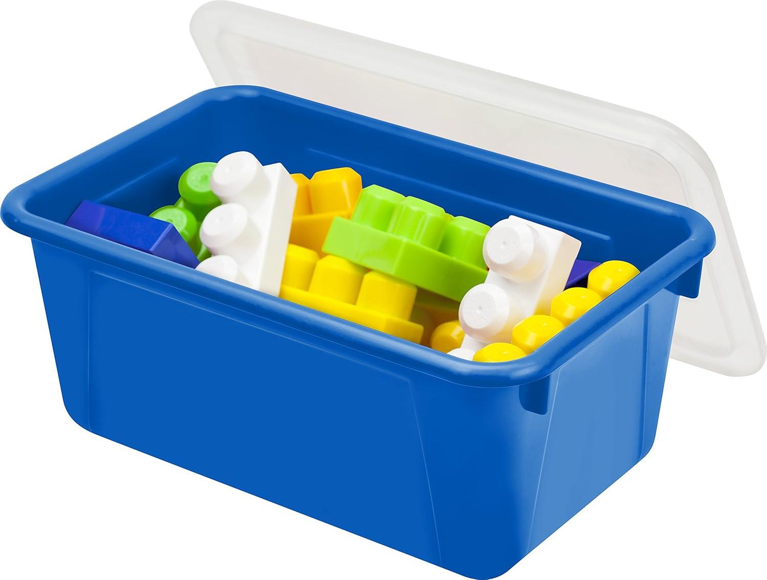 imageStorex Small Cubby Bins Plastic Storage Containers for Classroom with NonSnap Lid 122 x 78 x 51 inches Translucent 5Pack 62436U05CTranslucent