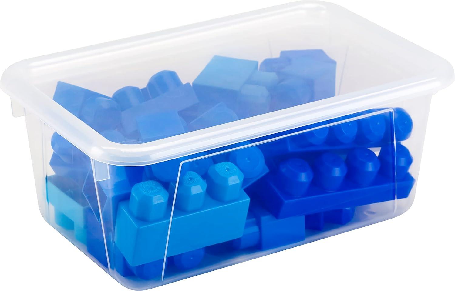 imageStorex Small Cubby Bins Plastic Storage Containers for Classroom with NonSnap Lid 122 x 78 x 51 inches Translucent 5Pack 62436U05CTranslucent
