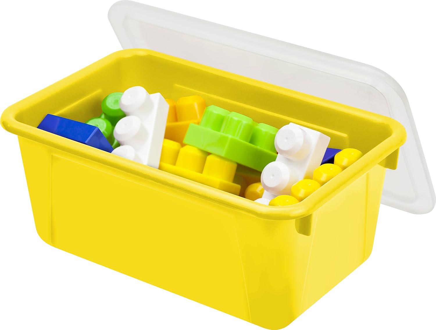 imageStorex Small Cubby Bins Plastic Storage Containers for Classroom with NonSnap Lid 122 x 78 x 51 inches Translucent 5Pack 62436U05CYellow