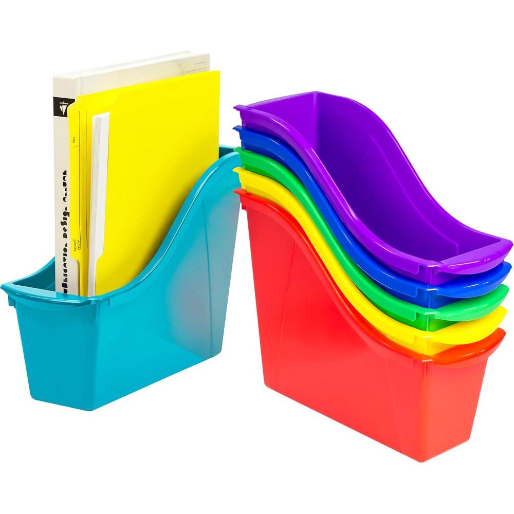 imageStorex 70113U06C Small Book Bin 1175 x 45 x 85 Inches Assorted Colors Color Assortment WILL Vary Case of 6 Multicolor Classroom Assortment
