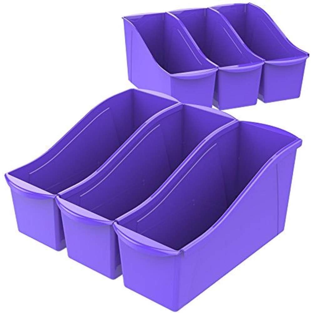 imageStorex Large Book Bin Interlocking Plastic Organizer for Home Office and Classroom Yellow 6Pack 71105U06CMauve