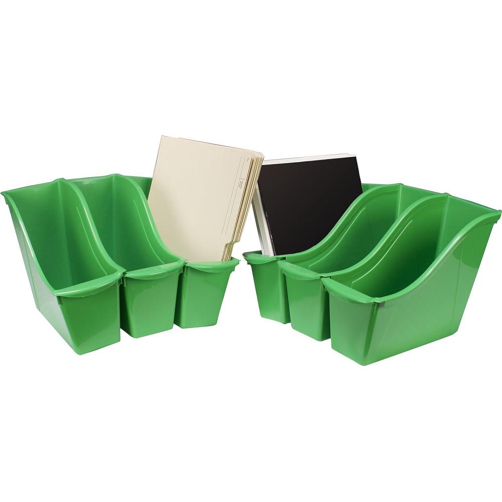 imageStorex Small Book Bin Interlocking Plastic Organizer for Home Office and Classroom Blue 6Pack 71108U06CGreen