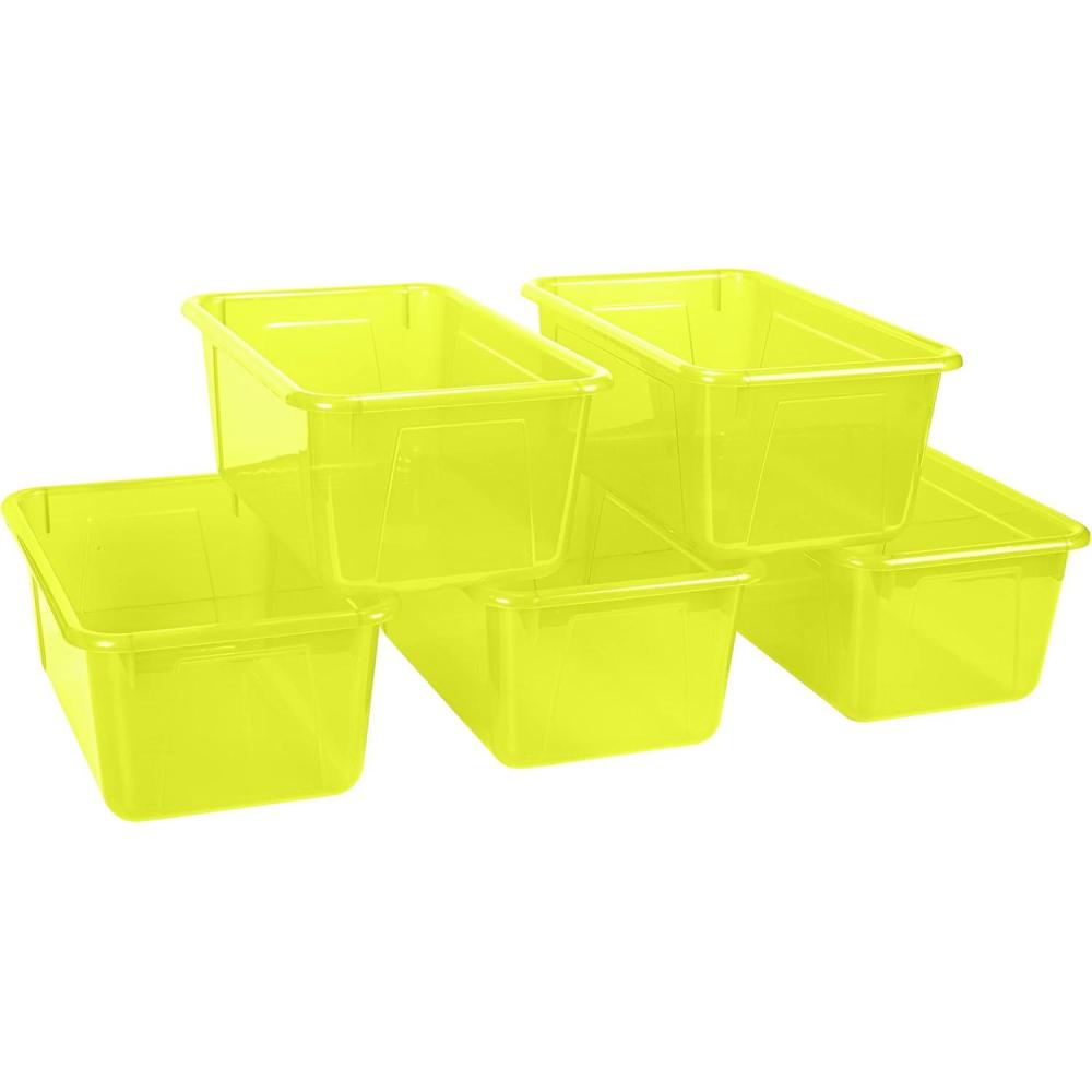 imageStorex Small Cubby Bins Plastic Storage Containers for Classroom with NonSnap Lid 122 x 78 x 51 inches Red 62407U05C Pack of 5Tint Yellow