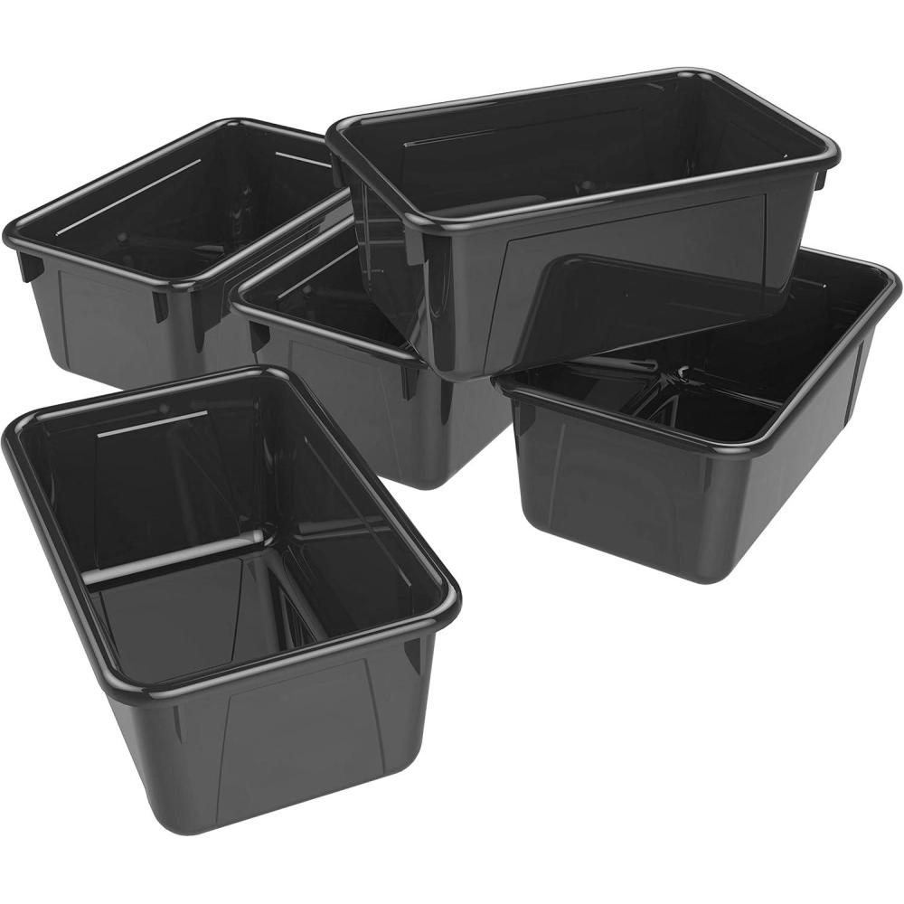 imageStorex Small Cubby Bins  Plastic Storage Containers for Classroom with NonSnap Lid 122 x 78 x 51 inches Translucent 5Pack 62436U05CBlack