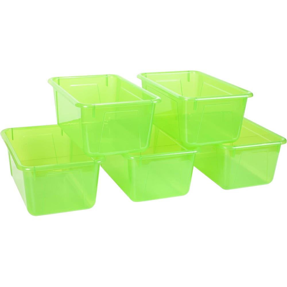 imageStorex Small Cubby Bins Plastic Storage Containers for Classroom with NonSnap Lid 122 x 78 x 51 inches Translucent 5Pack 62436U05CCandy Green