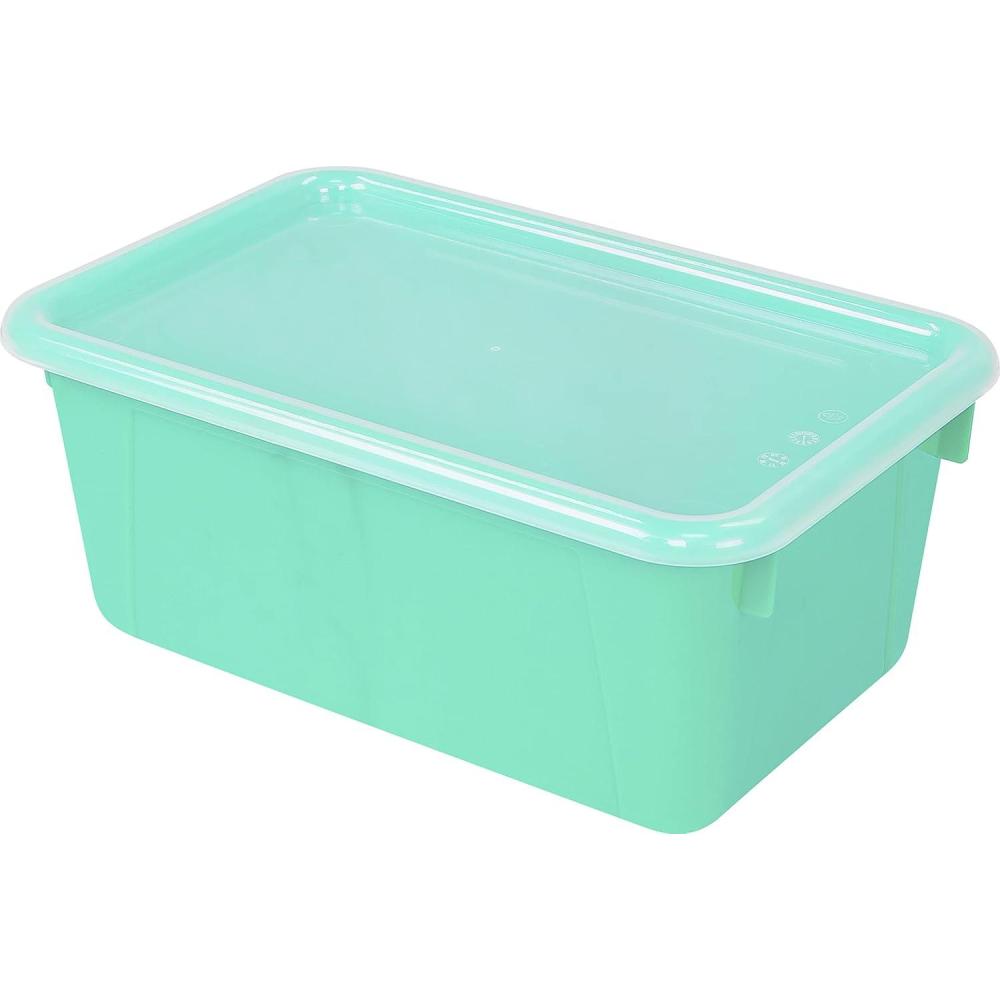 imageStorex Small Cubby Bins Plastic Storage Containers for Classroom with NonSnap Lid 122 x 78 x 51 inches Translucent 5Pack 62436U05CTeal
