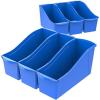 imageStorex Large Book Bin  Interlocking Plastic Organizer for Home Office and Work Space  Black 6Pack 70109E06CBlue