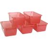 imageStorex Small Cubby Bins  Plastic Storage Containers for Classroom with NonSnap Lid 122 x 78 x 51 inches Translucent 5Pack 62436U05CCandy Red