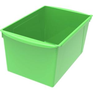 Storex Extra-Large Book Bin, Interlocking Plastic Organizer for Home, Office and Classroom, Assorted Colors, (71126E06C) (Pack of 6)(Green)
