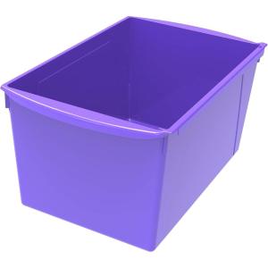 Storex Extra-Large Book Bin, Interlocking Plastic Organizer for Home, Office and Classroom, Assorted Colors, (71126E06C) (Pack of 6)(Purple)