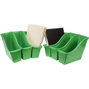 Storex Small Book Bin – Interlocking Plastic Organizer for Home, Office and Classroom, Blue, 6-Pack (71108U06C)(Green)