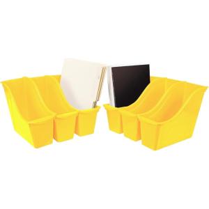 Storex Small Book Bin – Interlocking Plastic Organizer for Home, Office and Classroom, Blue, 6-Pack (71108U06C)(Yellow)