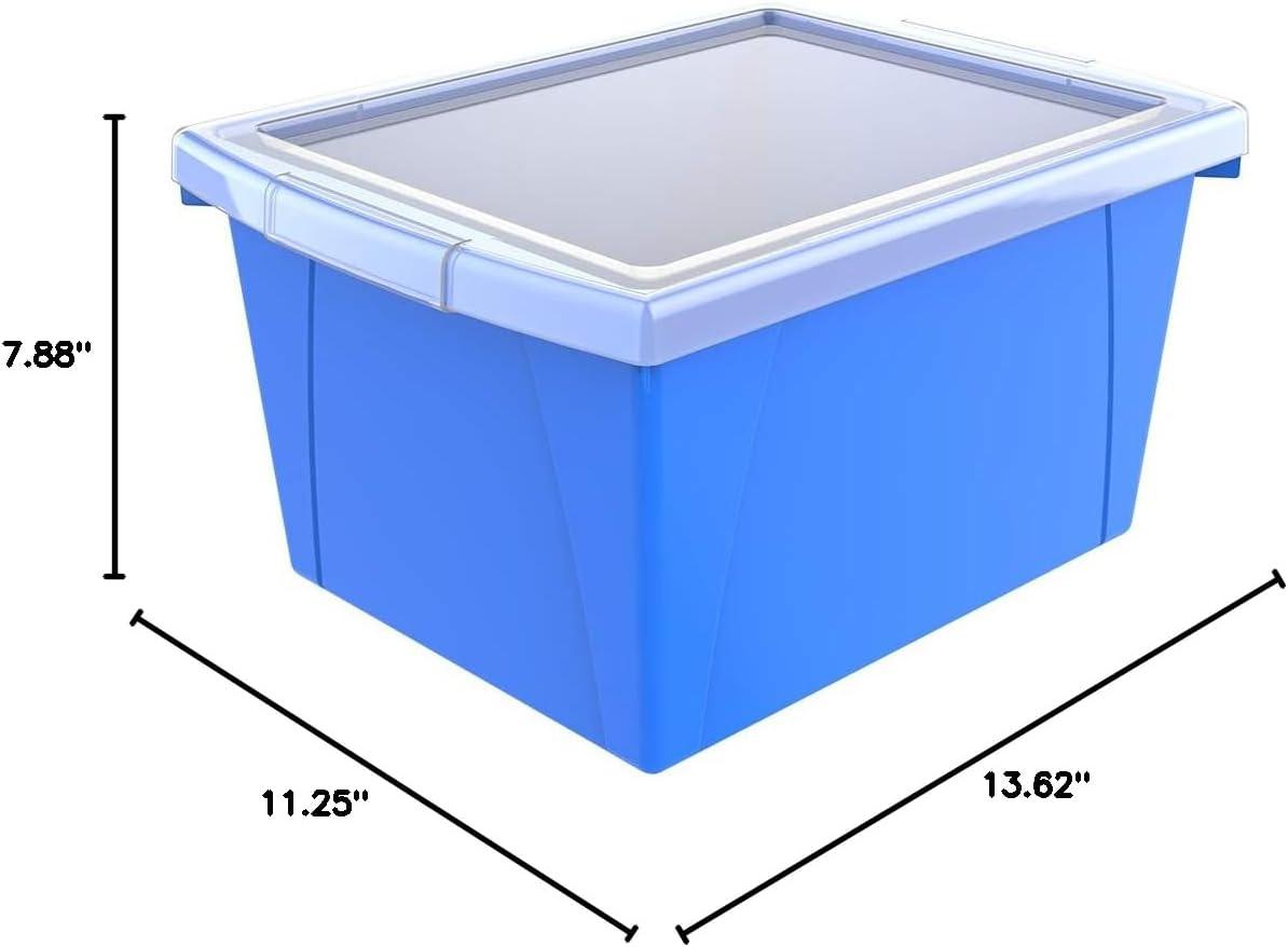 imageStorex 4 Gallon Storage Bin with Lid Plastic Classroom Organizer for Books and Supplies Black 6Pack 61427U06CExterior Measures 1358 x 1114 x 778 inchesBlue