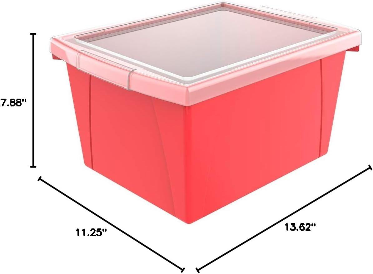 imageStorex 4 Gallon Storage Bin with Lid Plastic Classroom Organizer for Books and Supplies Black 6Pack 61427U06CExterior Measures 1358 x 1114 x 778 inchesRed