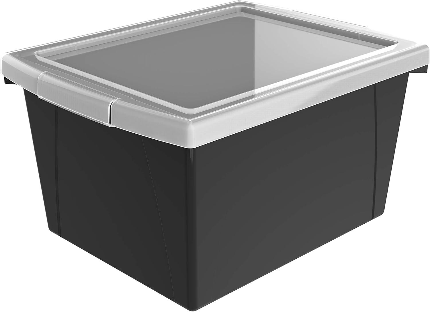 imageStorex 4 Gallon Storage Bin with Lid Plastic Classroom Organizer for Books and Supplies Black 6Pack 61427U06CExterior Measures 1358 x 1114 x 778 inchesBlack