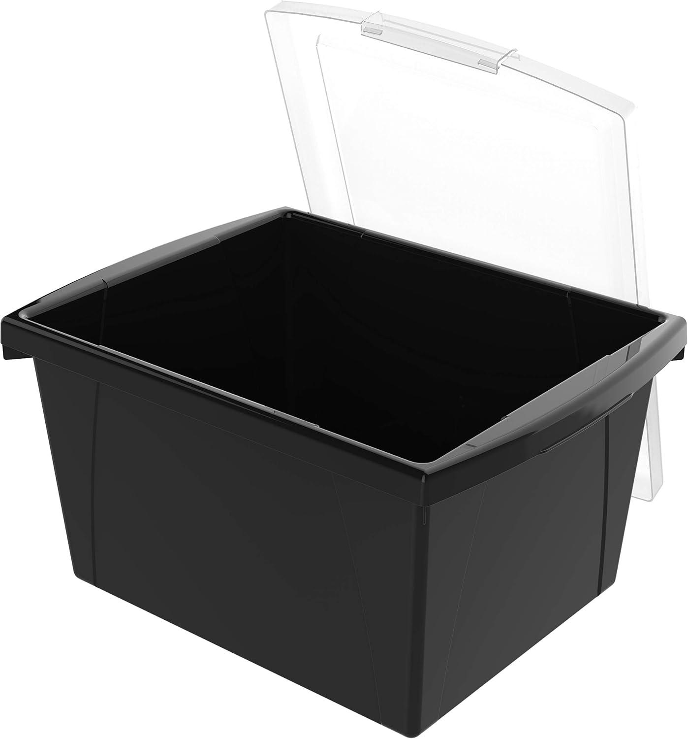 imageStorex 4 Gallon Storage Bin with Lid Plastic Classroom Organizer for Books and Supplies Black 6Pack 61427U06CExterior Measures 1358 x 1114 x 778 inchesBlack