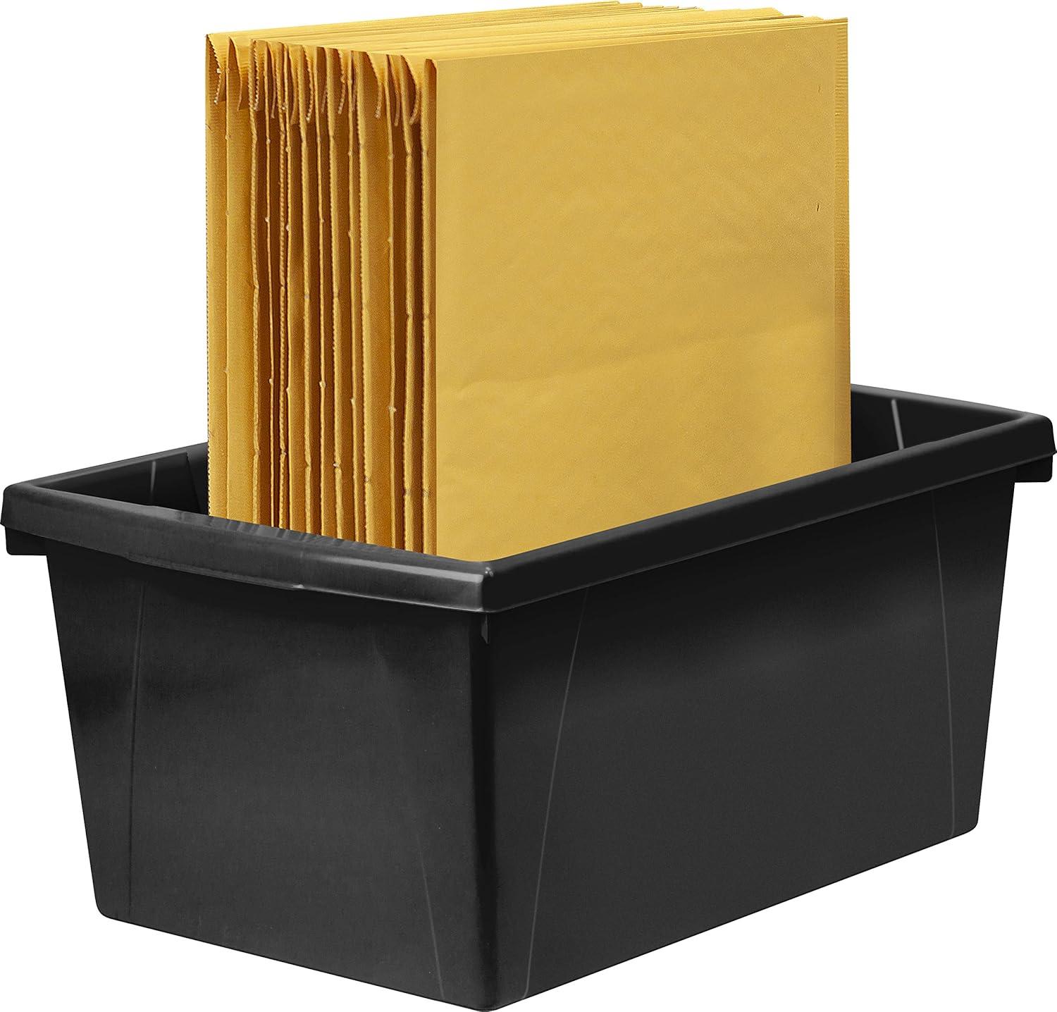 imageStorex 55 Gallon Storage Bin Plastic Classroom Organizer for Books and Supplies Black 6Pack 61429U06C