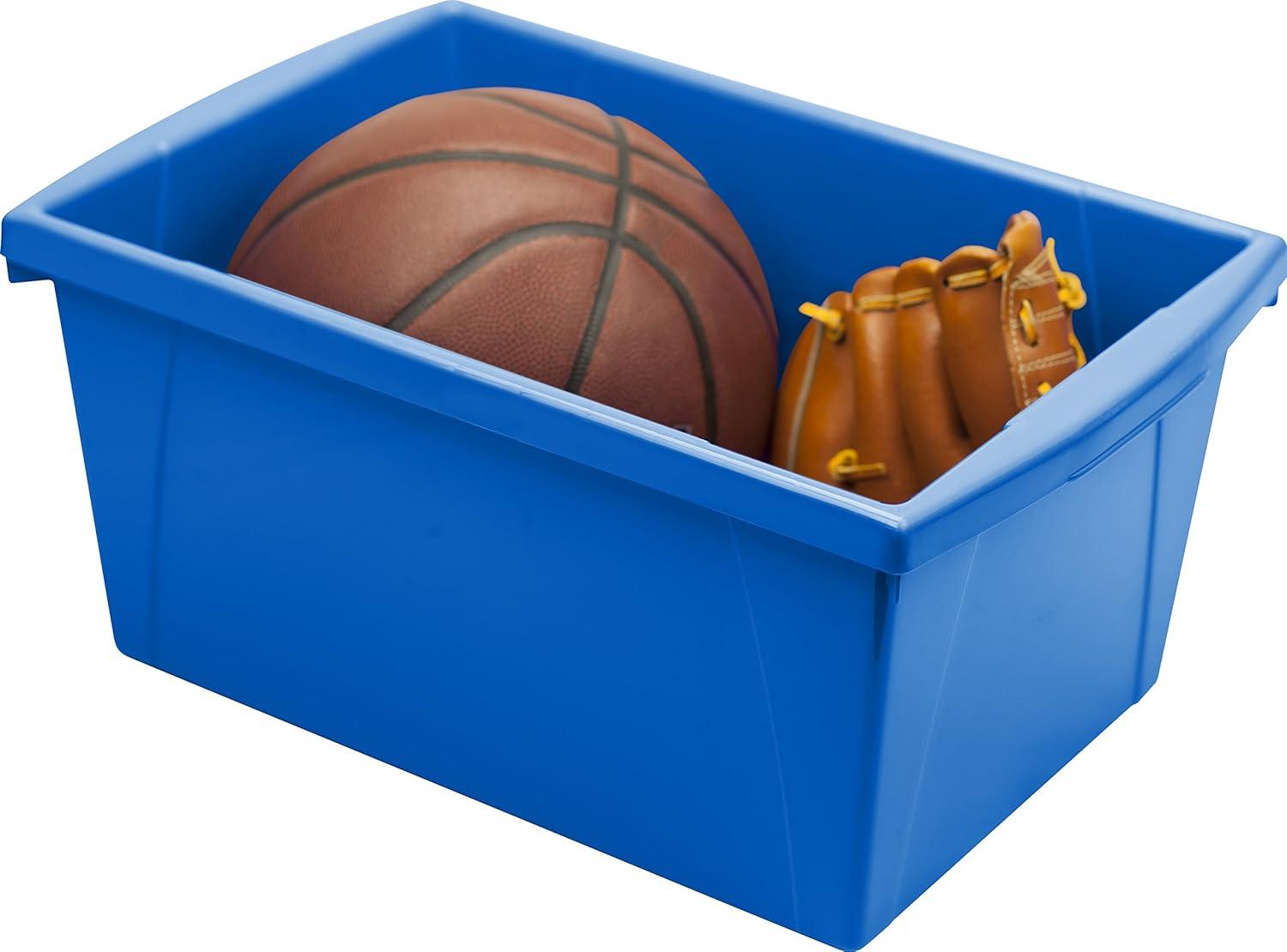 imageStorex 55 Gallon Storage Bin Plastic Classroom Organizer for Books and Supplies Blue 6Pack 61482U06C