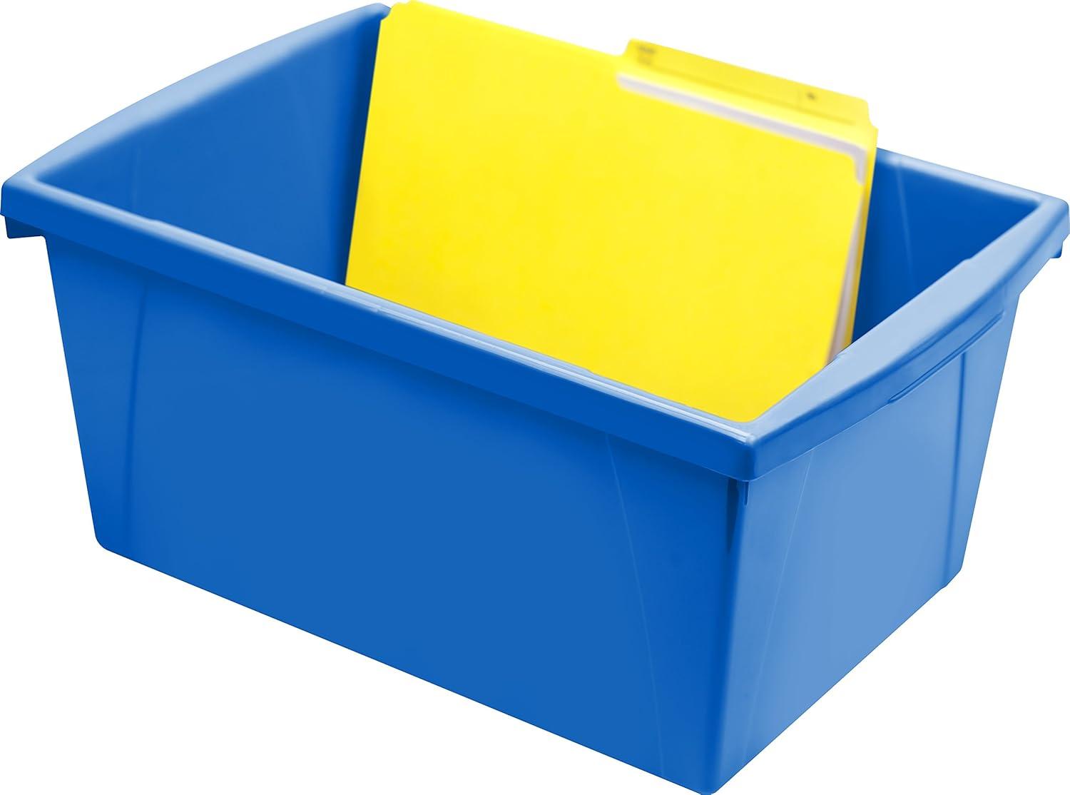 imageStorex 55 Gallon Storage Bin Plastic Classroom Organizer for Books and Supplies Blue 6Pack 61482U06C