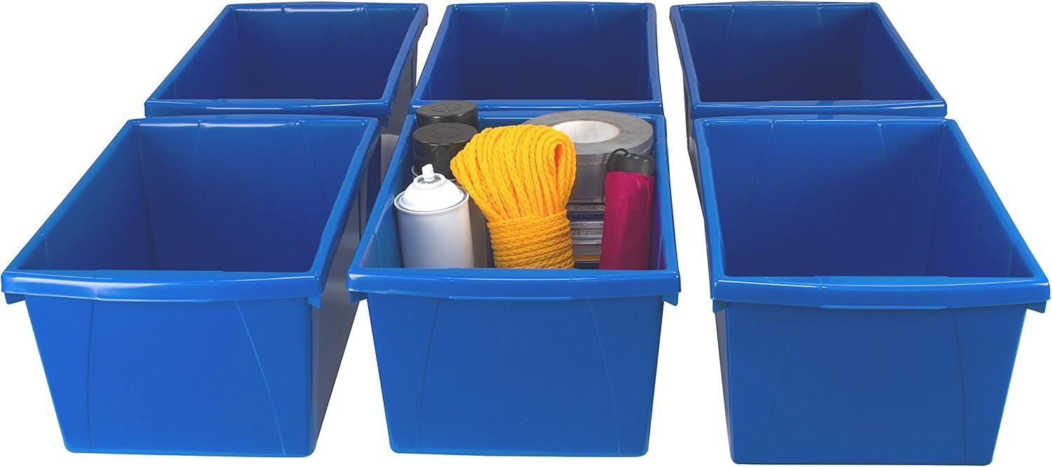imageStorex 55 Gallon Storage Bin Plastic Classroom Organizer for Books and Supplies Blue 6Pack 61482U06C