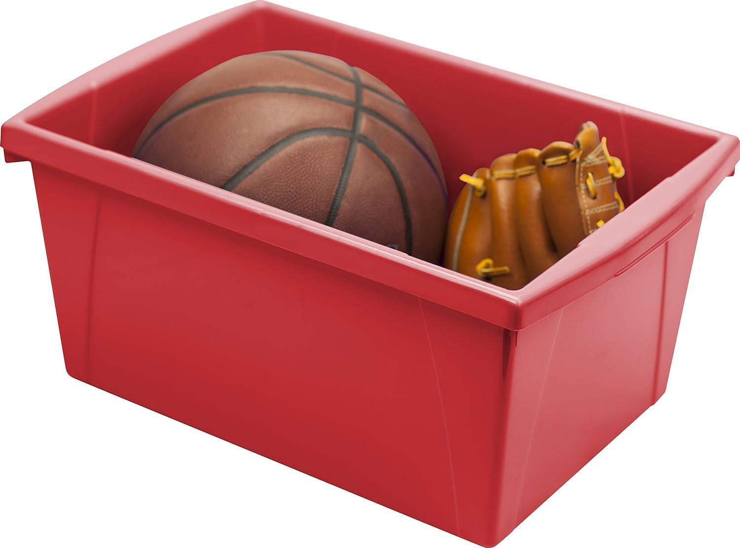 imageStorex 55 Gallon Storage Bin Plastic Classroom Organizer for Books and Supplies Red 6Pack 61483U06C
