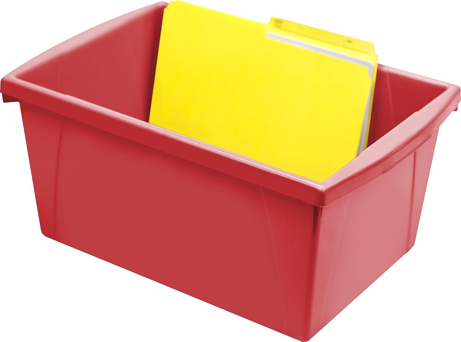 imageStorex 55 Gallon Storage Bin Plastic Classroom Organizer for Books and Supplies Red 6Pack 61483U06C