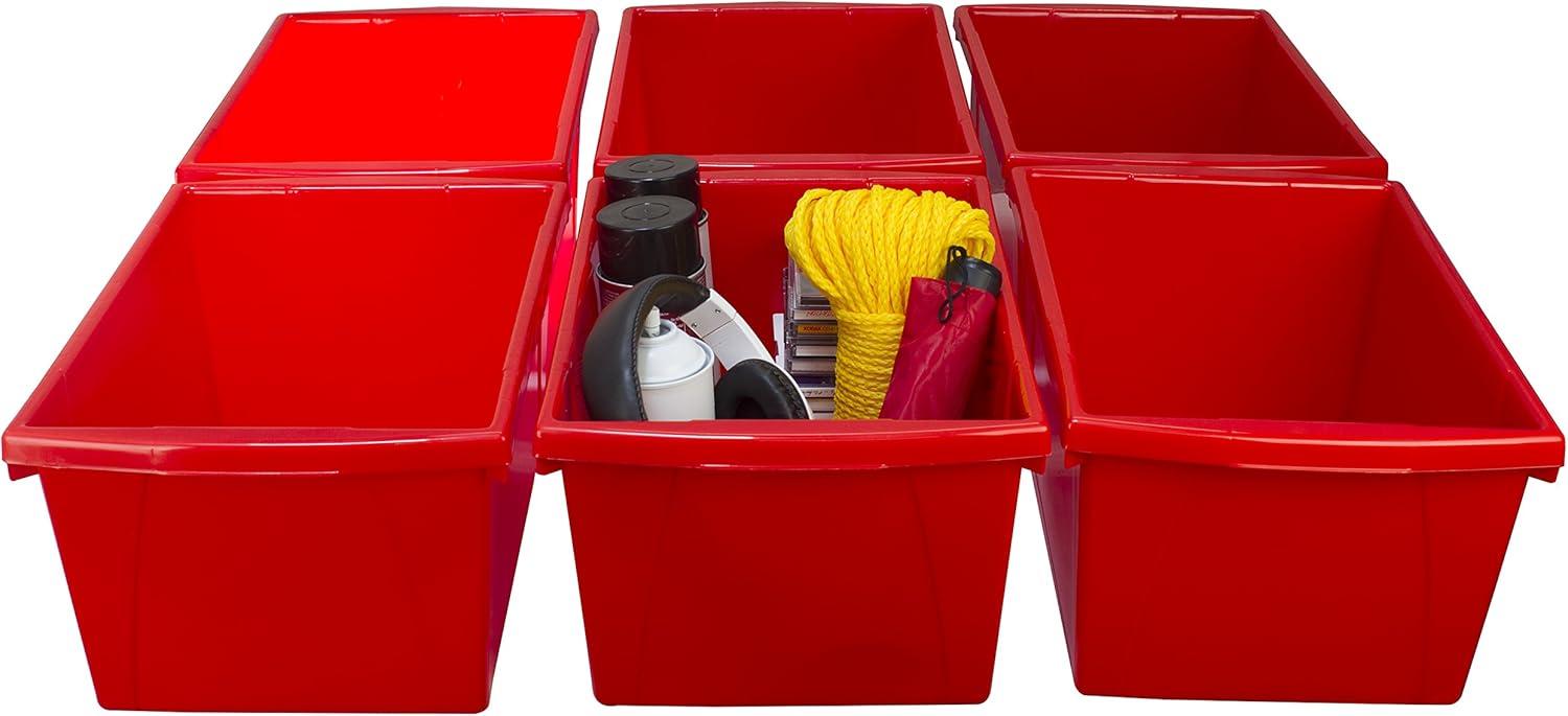 imageStorex 55 Gallon Storage Bin Plastic Classroom Organizer for Books and Supplies Red 6Pack 61483U06C