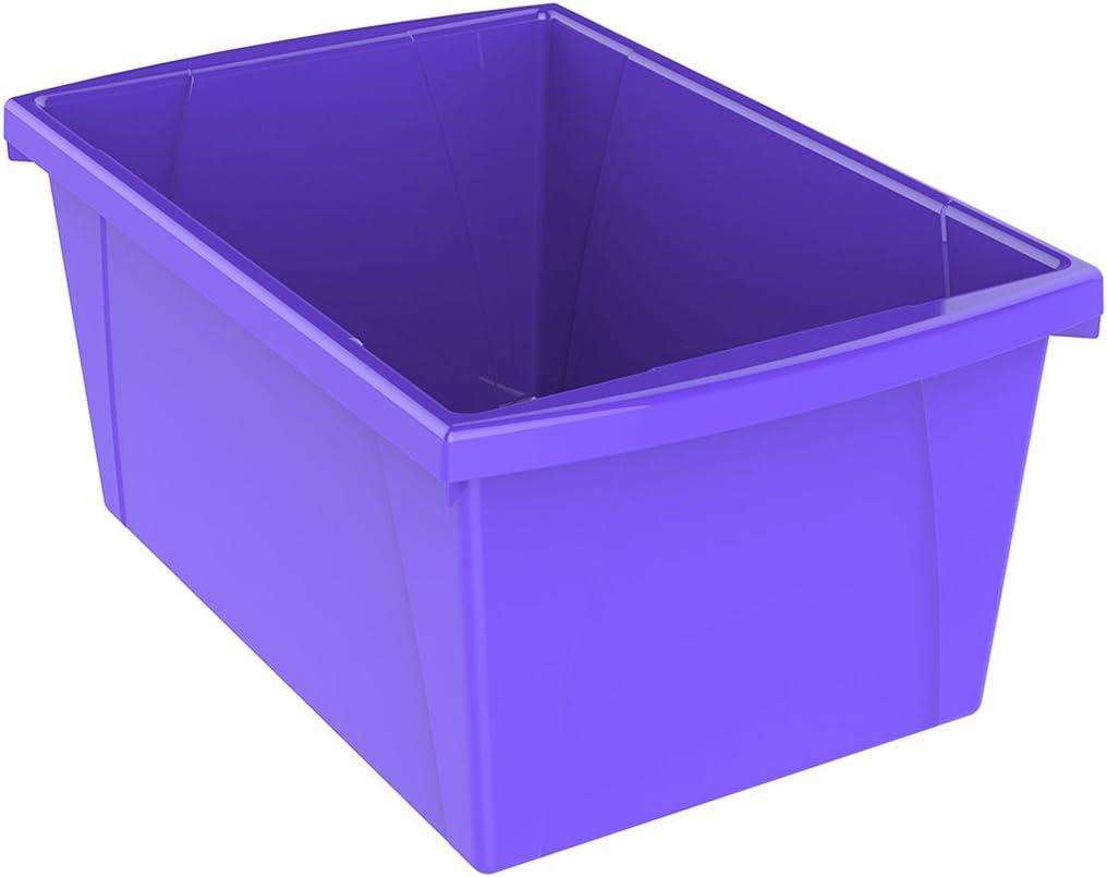 imageStorex 55 Gallon Storage Bin Plastic Classroom Organizer for Books and Supplies Violet 6Pack 61486U06C