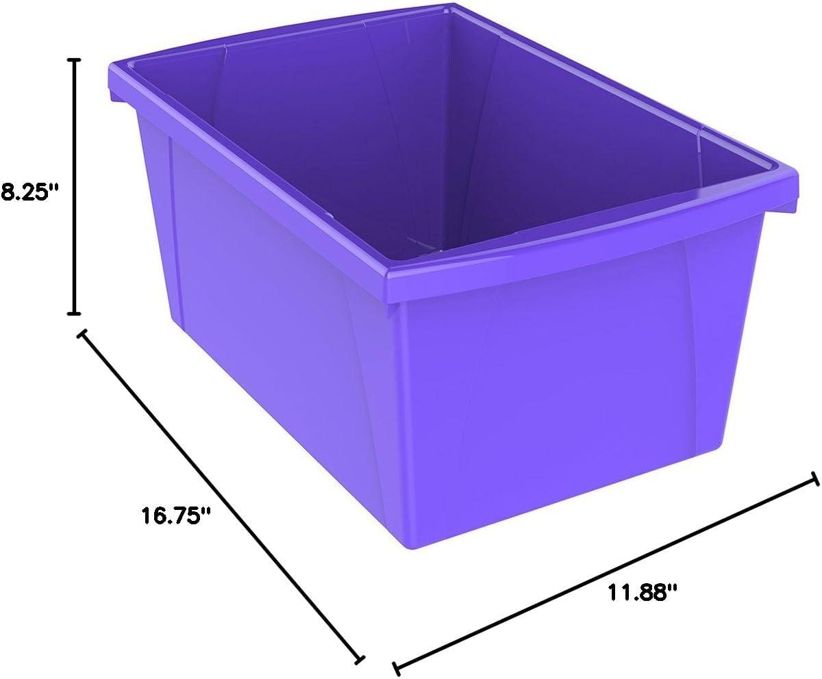 imageStorex 55 Gallon Storage Bin Plastic Classroom Organizer for Books and Supplies Violet 6Pack 61486U06C