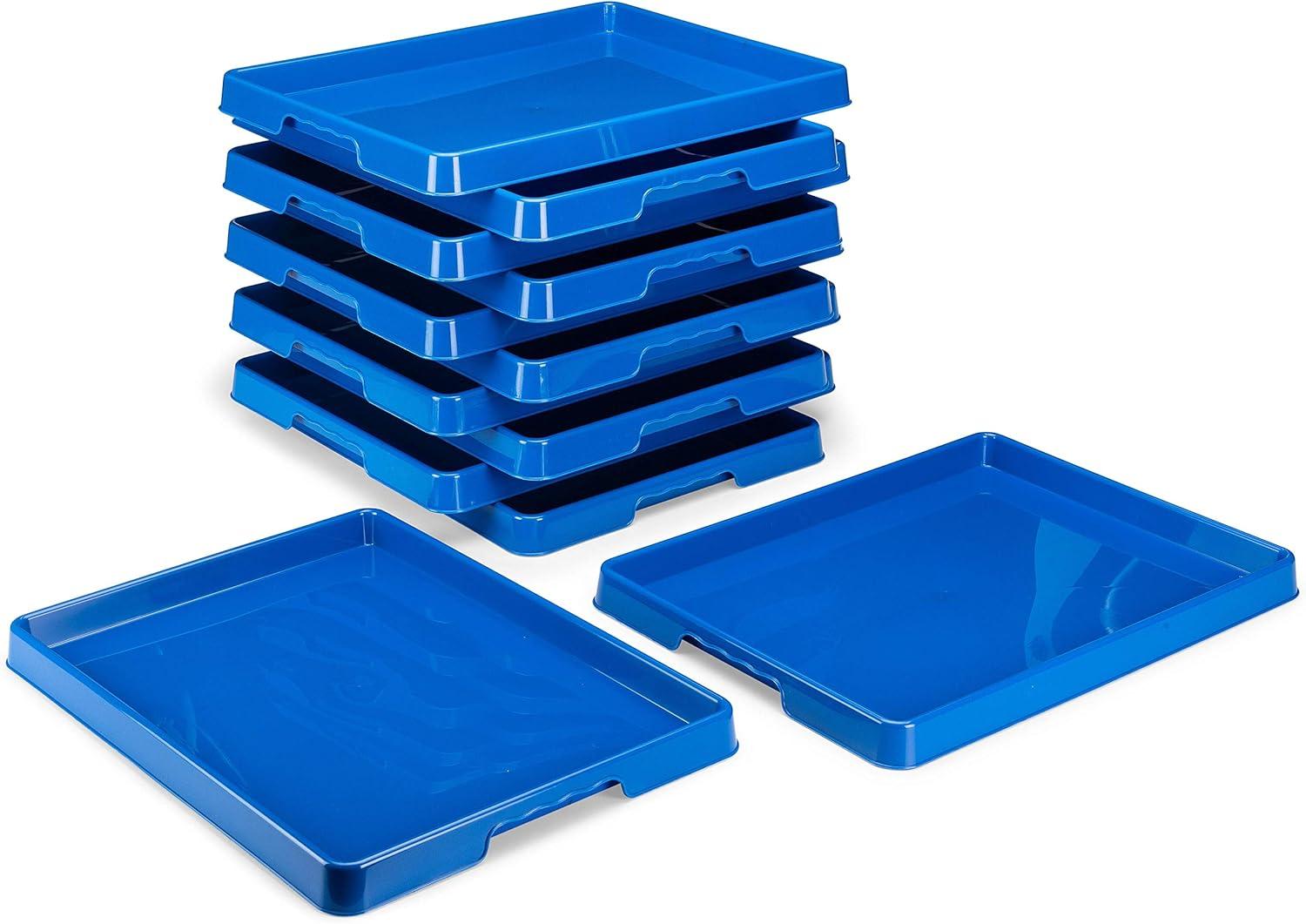 imageStorex Large Craft amp Activity Tray Plastic Arts and Crafts Organzier for Paint Beads and Slime Red 12Pack 00442E12CBlue