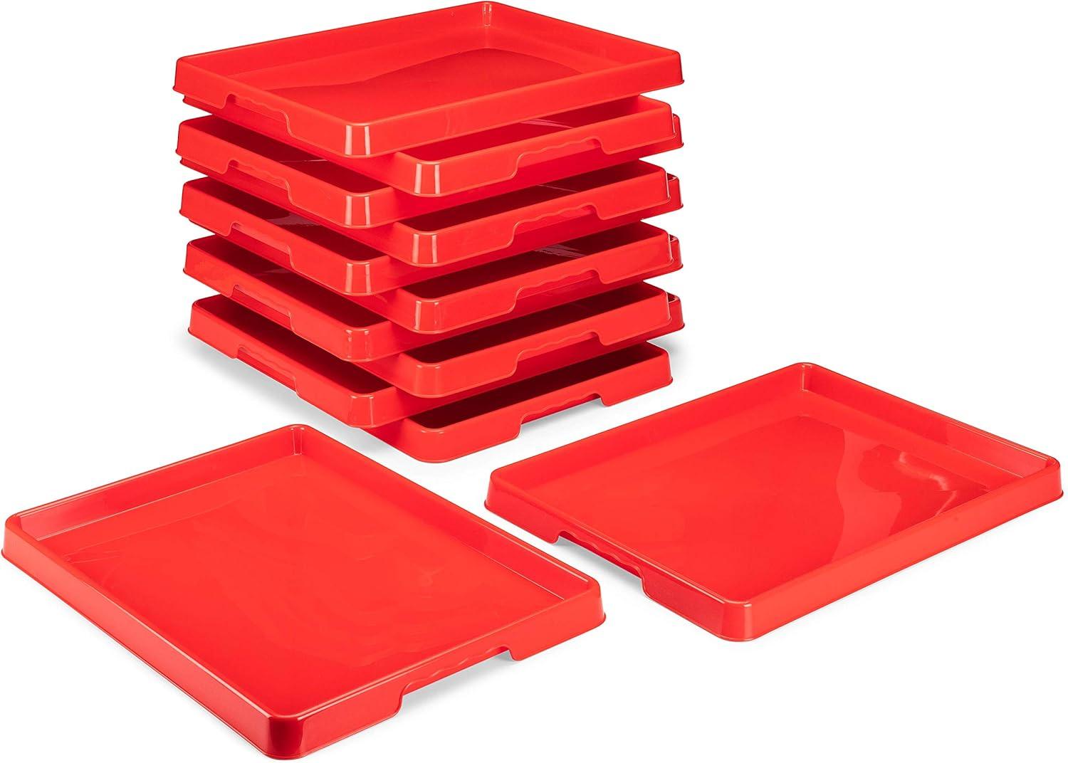 imageStorex Large Craft amp Activity Tray Plastic Arts and Crafts Organzier for Paint Beads and Slime Red 12Pack 00442E12CRed