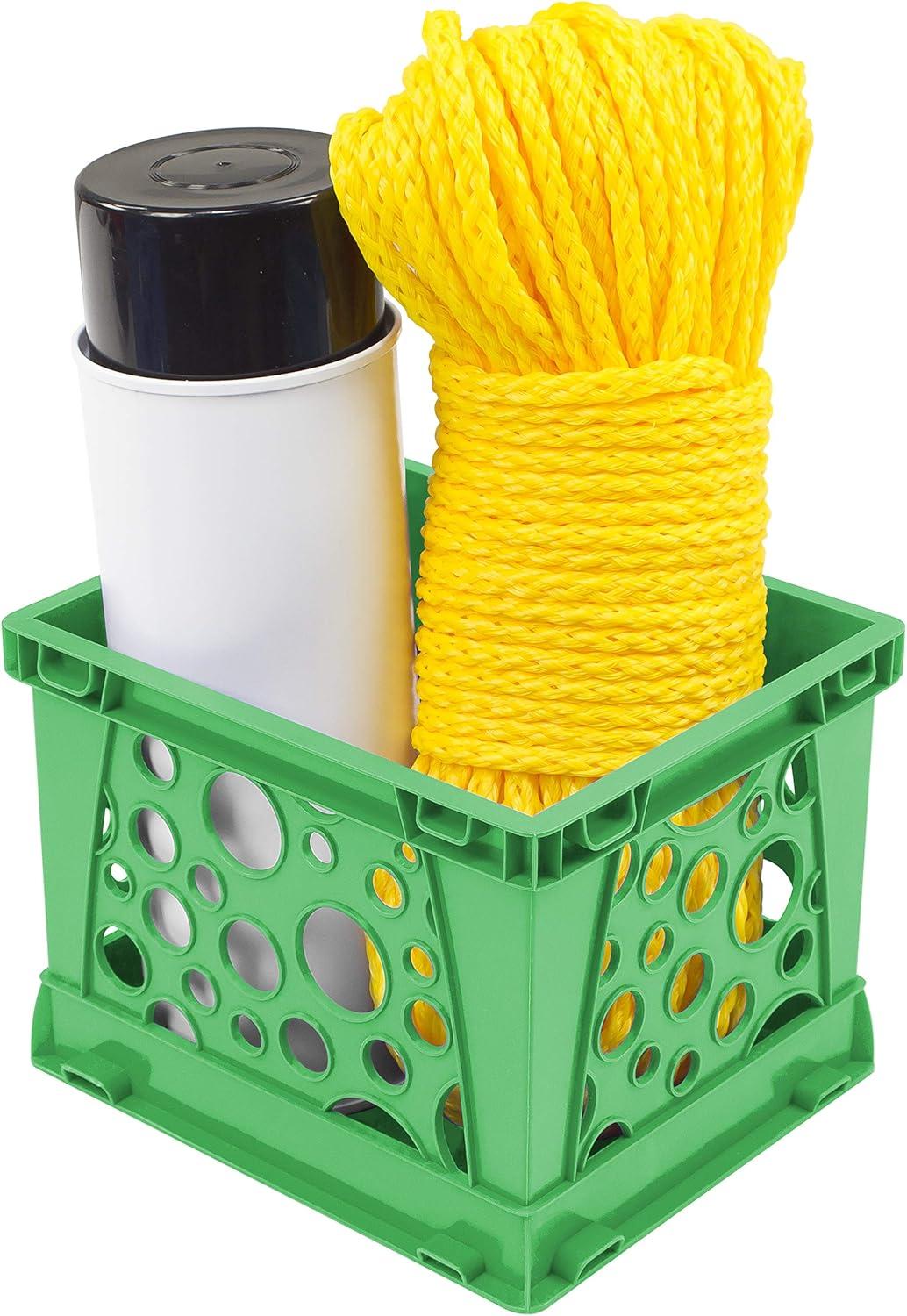 imageStorex Mini Storage Crate 9 x 734 x 6 Inches Various Assorted Colors 12PackGreen