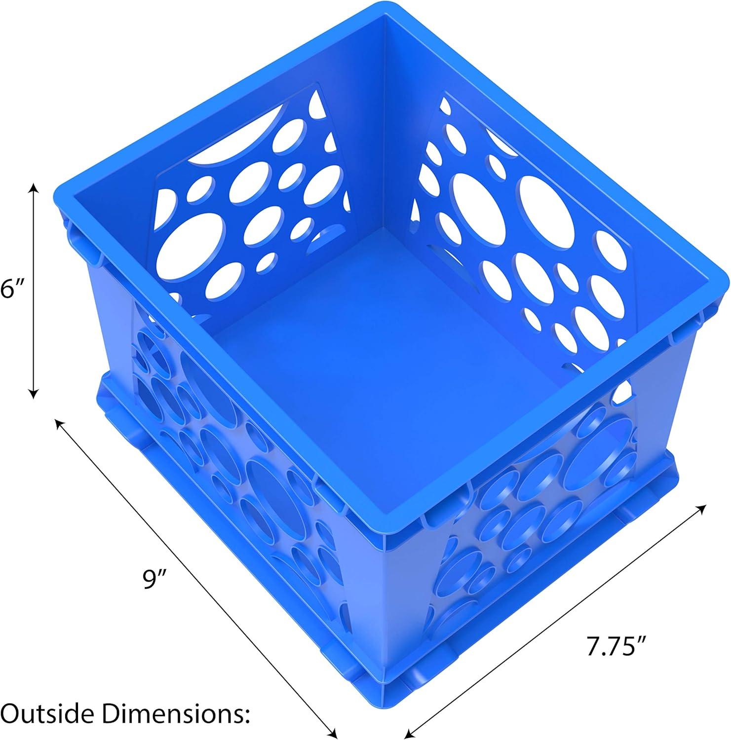 imageStorex Mini Storage Crate 9 x 734 x 6 Inches Various Assorted Colors 12PackSchool Blue