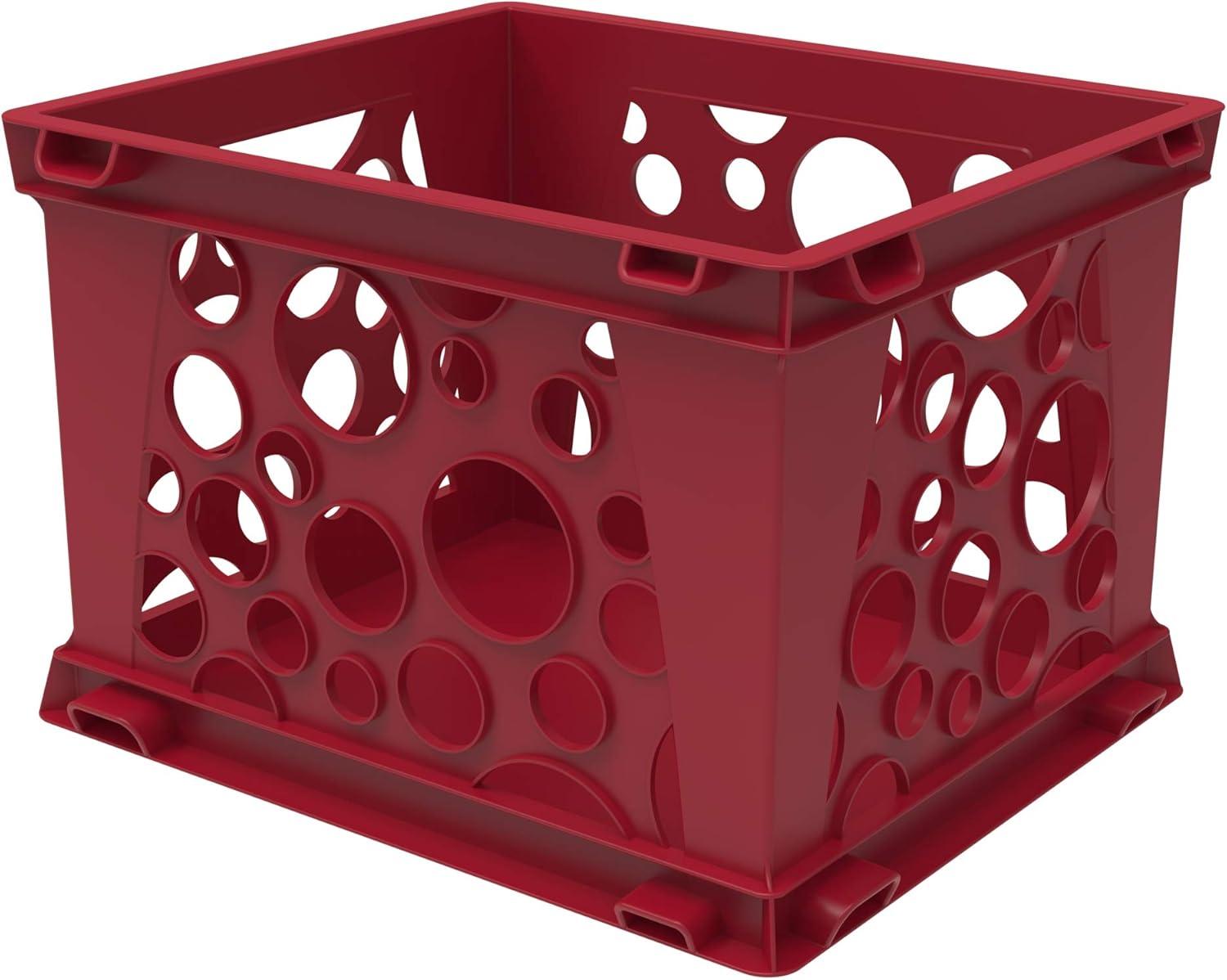 imageStorex Mini Storage Crate 9 x 734 x 6 Inches Various Assorted Colors 12PackSchool Red