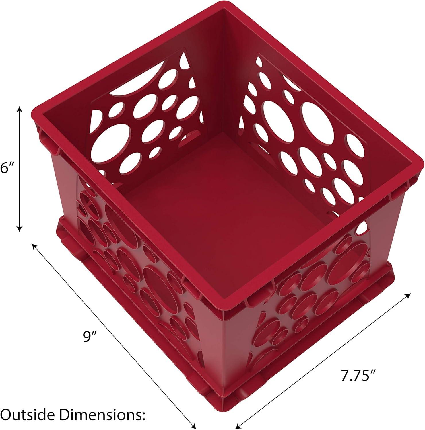 imageStorex Mini Storage Crate 9 x 734 x 6 Inches Various Assorted Colors 12PackSchool Red