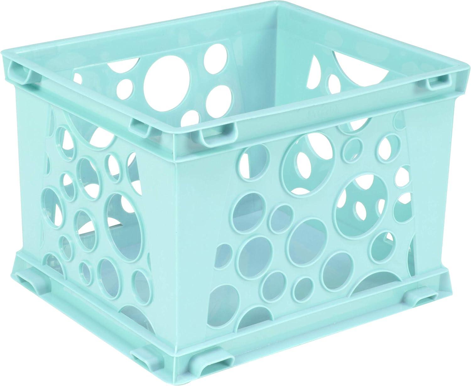 imageStorex Mini Storage Crate 9 x 734 x 6 Inches Various Assorted Colors 12PackTeal