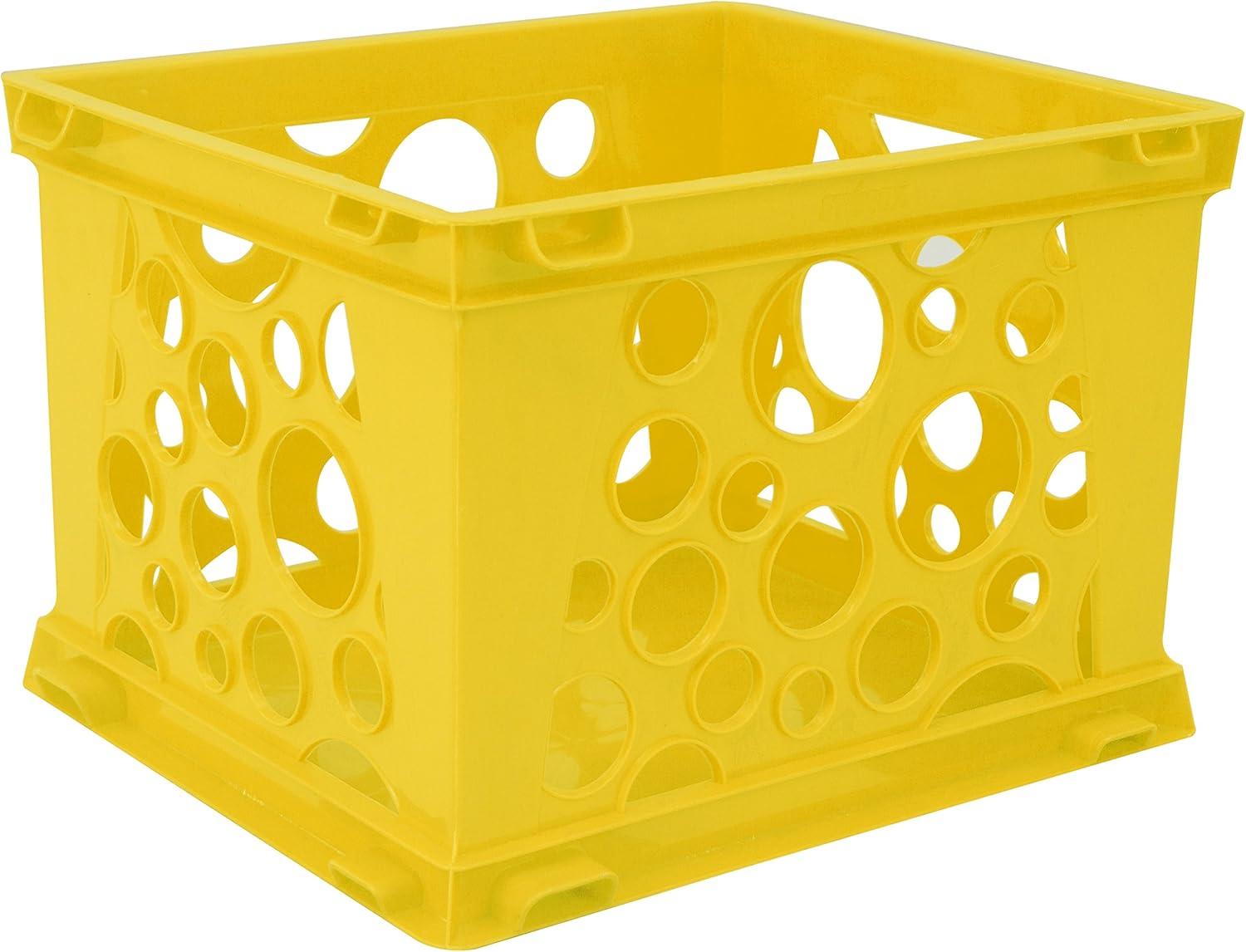 imageStorex Mini Storage Crate 9 x 734 x 6 Inches Various Assorted Colors 12PackYellow
