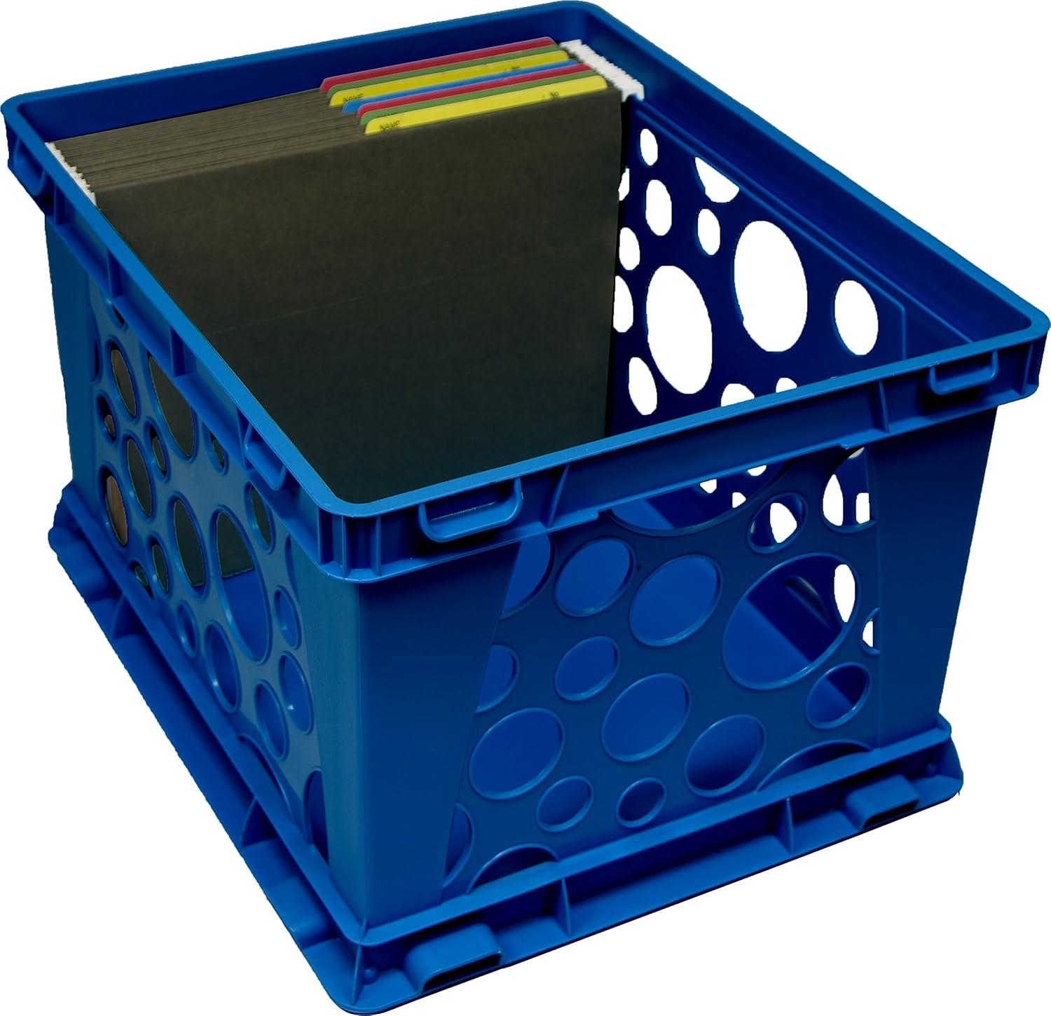 imageStorex Premium File Crate with Handles Letter and Legal Document and Folder Storage Classroom Green 3Pack 61463U03CAssorted Colors