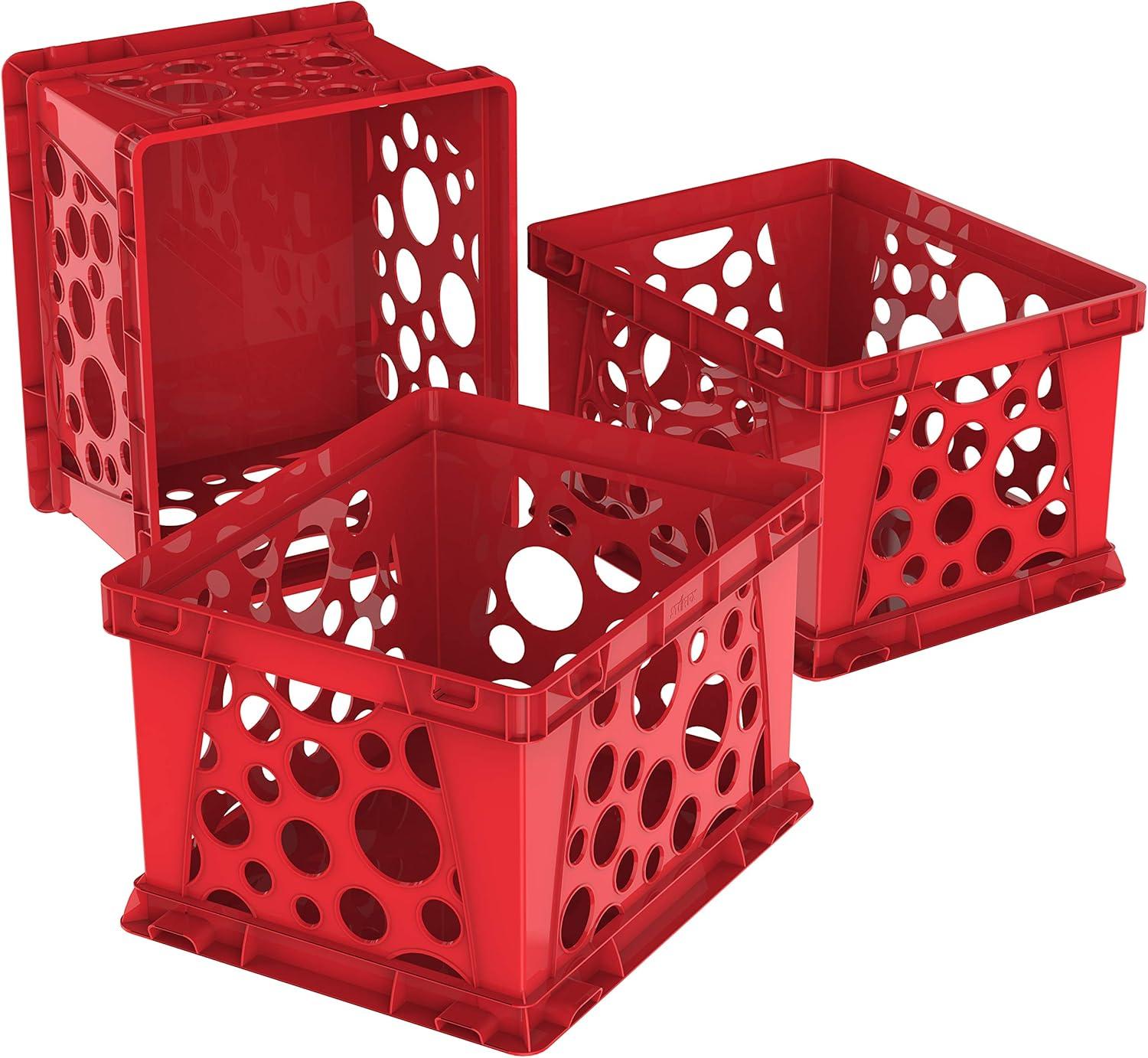 imageStorex Premium File Crate with Handles Letter and Legal Document and Folder Storage Classroom Green 3Pack 61463U03CSchool Red
