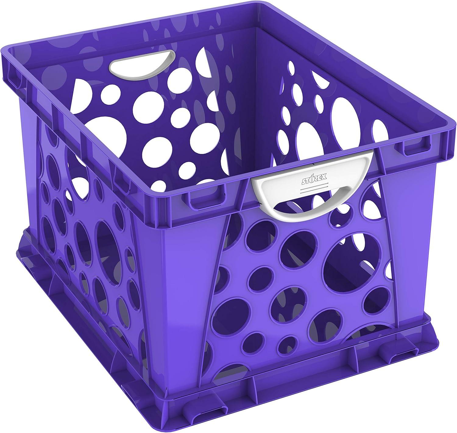 imageStorex Premium File Crate with Handles Letter and Legal Document and Folder Storage Teal 3Pack 61670U03CSchool Violet